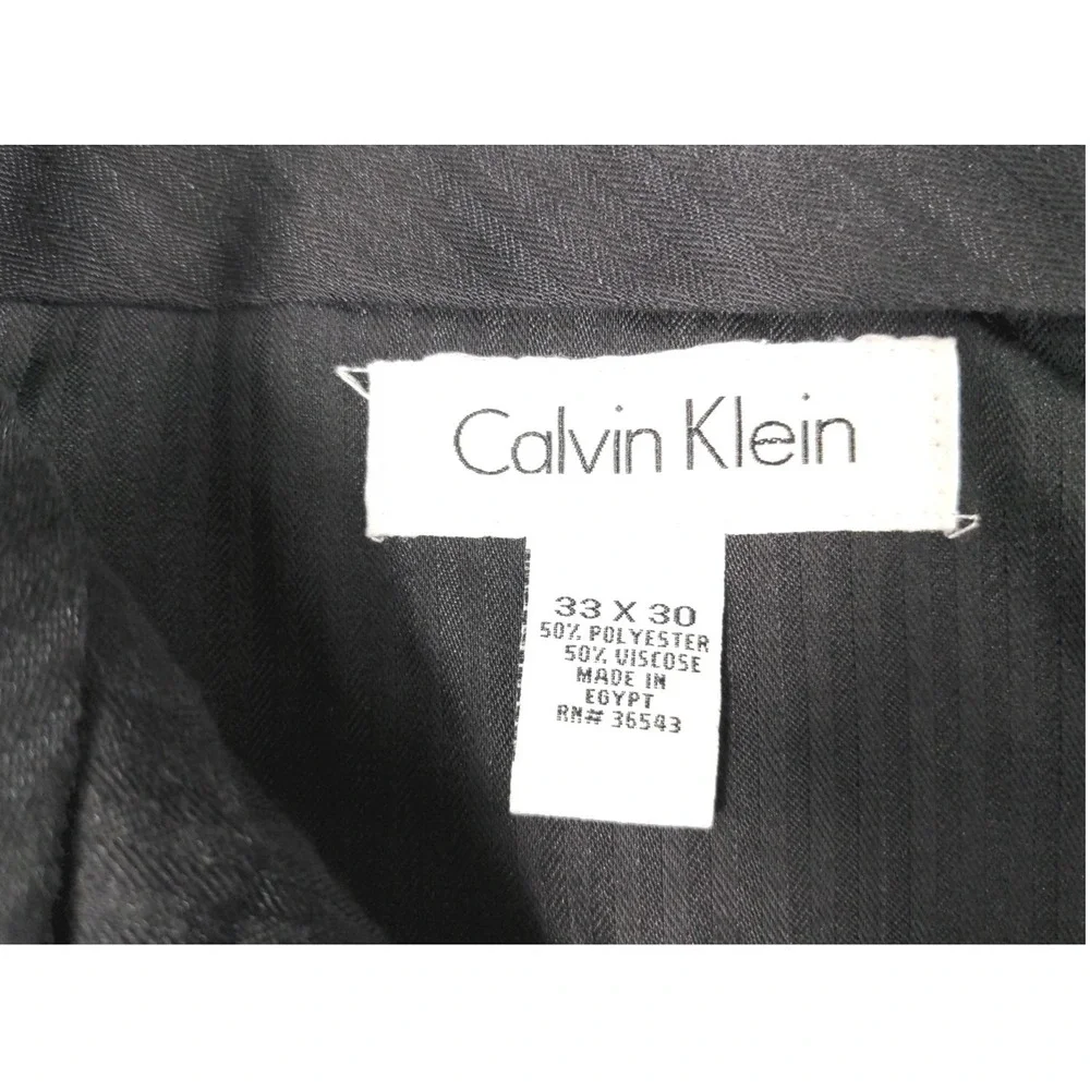 Calvin Klein Mens 33x30 Dress Pants Polyester Viscose Gray Flat Front Trousers - Picture 4 of 5